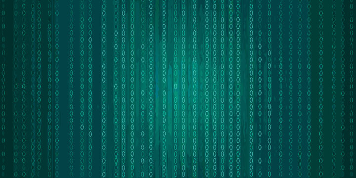 Abstract digital background with cascading green binary code and vertical lines