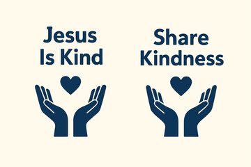 Obraz premium Kindness Banners. Kindness of Jesus. Two vertical A6 banners with safe margins, centered composition, no elements touching edges, flat vector design, ivory and