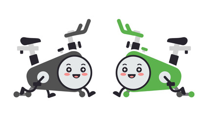 Cheerful Stationary Bikes: Two smiling stationary bikes ready for a workout session, embodying fitness and fun, are set against a pristine backdrop, inviting a dynamic blend of health and joy.