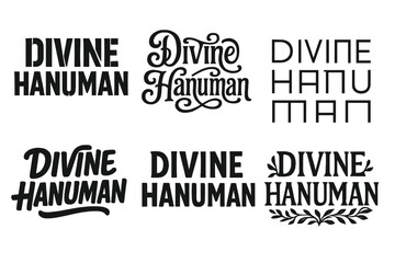 Hanuman Lettering Grid. Divine Hanuman. Set lettering. harmonious lettering variations of the same emblematic concept (Stencil-inspired urban lettering,