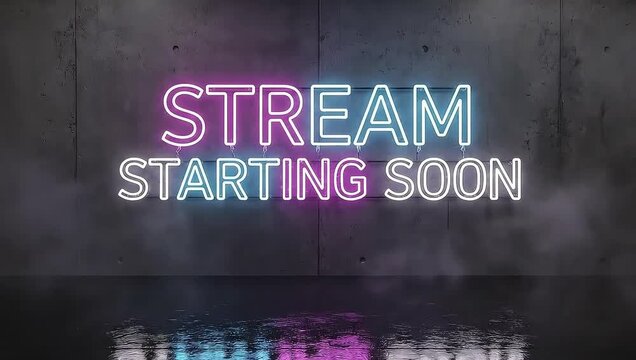 Neon Stream Starting Soon Announcement for Live Broadcasts.