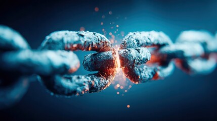 A close-up of a chain breaking, symbolizing strength, fragility, and the challenges of connection.