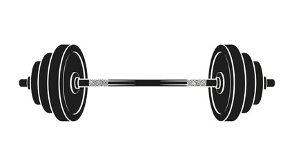 Barbell Silhouette: A simple monochrome illustration of a heavy barbell. Ready for weightlifting, this image depicts strength and physical training.