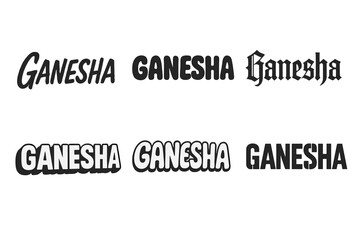 Obraz premium Ganesha Lettering Variations. Ganesha Deity. Set lettering. harmonious lettering variations of the same emblematic concept, each with different artistic