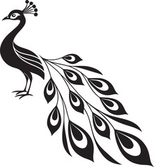 Elegant Peacock Silhouette Vector Illustration