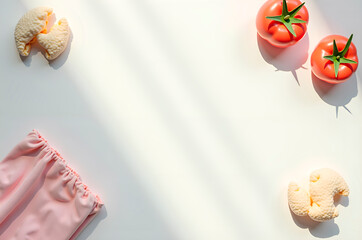 Healthy Food Arrangement with Cauliflower and Tomatoes on White