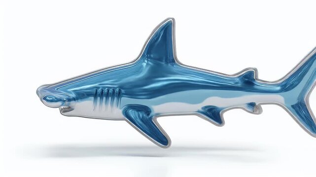Shiny Blue Hammerhead Shark Toy Isolated on White.
