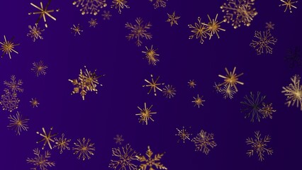 Abstract background featuring golden snowflakes on a purple background. Perfect for Christmas, winter holiday designs, and festive promotions.