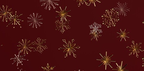 Christmas background with golden snowflakes on red. Perfect for holiday design, seasonal cards, and winter projects. Ideal for festive concepts