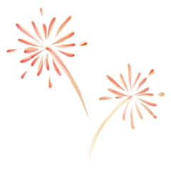 Watercolor painting fireworks for new year celebration. Happy new year clip art.