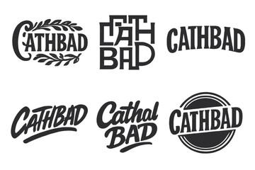 Obraz premium Diverse Lettering Designs. Cathbad Sigil. Set lettering. harmonious lettering variations of the same emblematic concept, each with different artistic