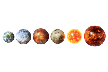 Celestial bodies in sequence: earth and planets aligned in space scene