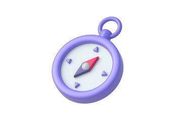 Compass isolated on white background. Navigation equipment. Travel tool. 3d render