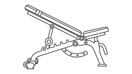 Gym Bench Detailed Illustration: A meticulously crafted illustration of an adjustable gym bench, designed for strength training, showcasing its sturdy construction and adjustable features.