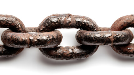 Fototapeta premium Heavy metal chain links with rusted texture and strong industrial design elements