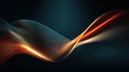 Abstract flowing wave design with vibrant light streaks in dark background for modern digital art and visual creativity