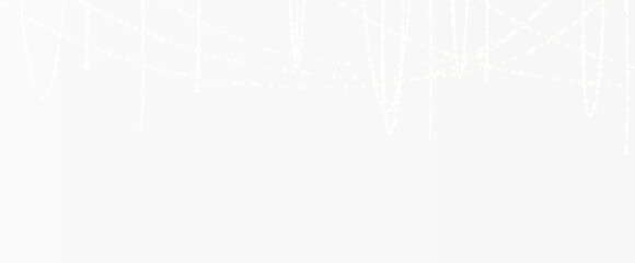 Christmas and New Year glowing garlands of bulbs and lights. Design element for holiday cards, backgrounds, business cards, vector png on transparent background.