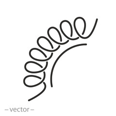 flexibility icon, spiral spring, flexible property, thin line symbol on white background - editable stroke vector illustration