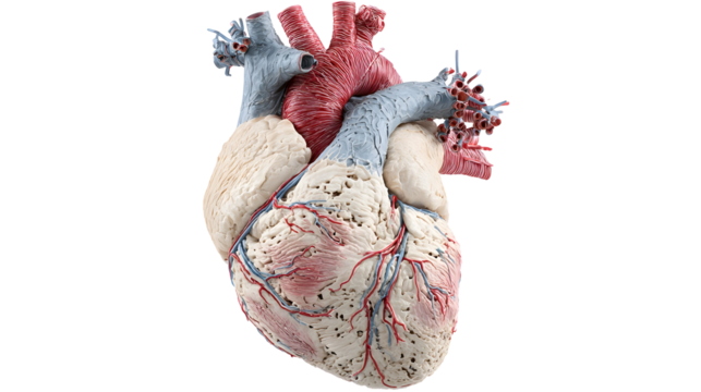 Hyper detailed anatomical heart model with muscular texture for educational and medical use