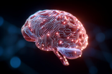 
AI and artificial intelligence brain with circuit patterns
