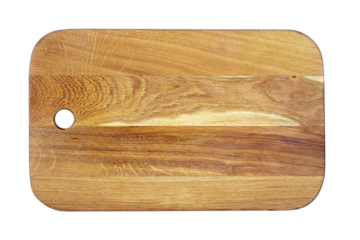 oak kitchen chopping board isolated on transparent background