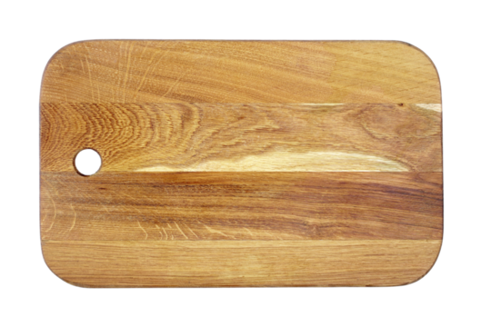 oak kitchen chopping board isolated on transparent background