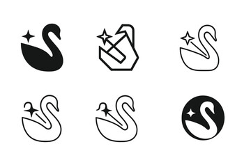 Fototapeta premium Deneb Star Logos. Deneb in Cygnus. Set Logo of Deneb in Cygnus: swan tail star marker. harmonious logo variations of the same emblematic concept, each with