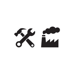 Industry and tools illustration depicting manufacturing repair and factory production