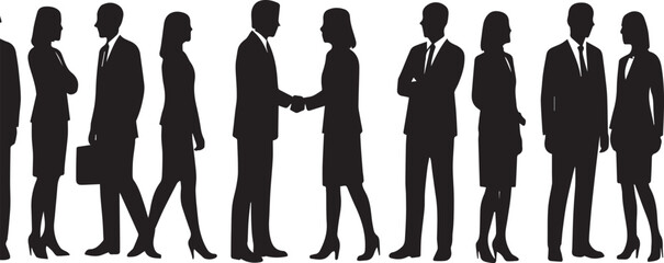 "Business Professionals Silhouette Teamwork and Corporate Interaction Concept"