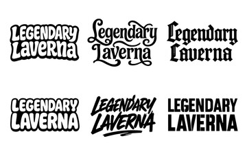 Obraz premium Legendary Laverna Variations. Legendary Laverna. Set lettering. harmonious lettering variations of the same emblematic concept (Funky cartoon-style lettering,