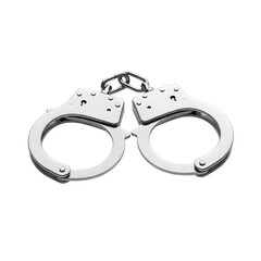 Two handcuffs are shown, isolated on white or transparent background. PNG, Metal Restraint, Security, Law Enforcement, and Crime Graphic Element.