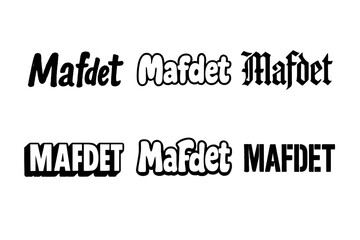 Fototapeta premium Mafdet Deity Lettering Styles. Mafdet Deity. Set lettering. harmonious lettering variations of the same emblematic concept, each with different artistic