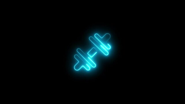 neon, dumbbell, fitness, gym, workout, exercise, strength, health, muscle, training, glowing, sports, body, lifting, power, energy, symbol, technology, icon, digital, design, motion, graphic, animatio