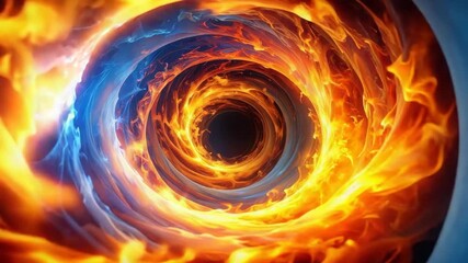 Fire and water elements swirling together in dynamic abstract vortex tunnel. - Powered by Adobe