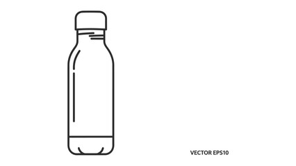 Sleek Bottle Contour: A clean, minimalist contour illustration of a reusable water bottle, embodying simplicity and eco-consciousness.