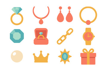Flat design jewelry and accessories collection in vibrant colors