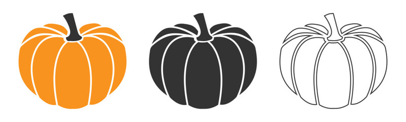 Pumpkin icons vector set.  Design for Halloween. Vector illustration