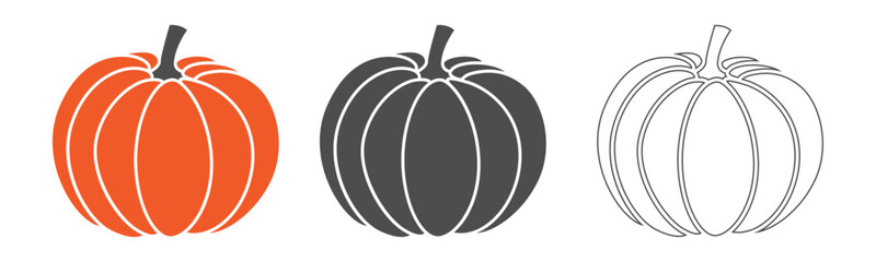 Pumpkin icons vector set.  Design for Halloween. Vector illustration