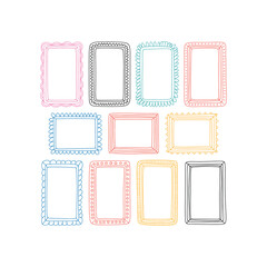 Collection of Hand Drawn Rectangular Frames in Various Colors and Styles border decorative
