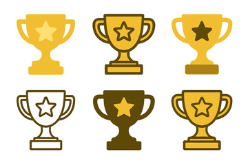 Gamified Quiz Logos. Gamified quiz. Set Logo of Gamified quiz: trophy with star badge. harmonious logo variations of the same emblematic concept, each with