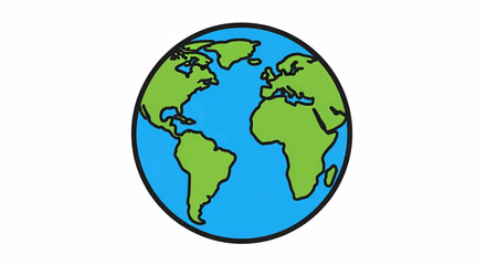 Naklejka premium Cartoon Earth globe vector illustration. World map clip art for commercial use, isolated white background