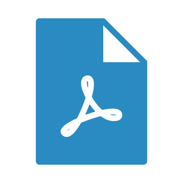 Blue pdf document icon with adobe acrobat symbol isolated on transparent background