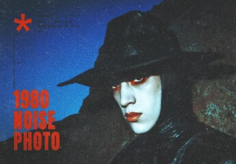 1980 Noise Photo Effect Mockup