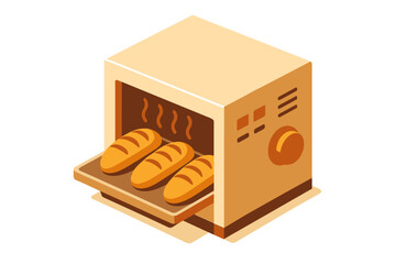 Isometric bread baking in modern oven icon - fresh loaves in stylish appliance