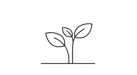 Obraz premium Simple outline drawing of a small seedling growing from the soil.