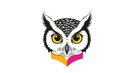 Naklejka premium Wise owl wearing a colorful neck accessory.