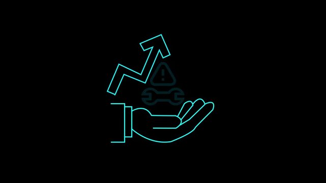 Human hand and graph. Vector icon animation. The background is entirely transparent. It can be used in the desired color background 