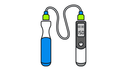 Smart Jump Rope: A sleek, modern smart jump rope is designed for efficient and data-driven workouts, featuring ergonomic handles and integrated digital display.