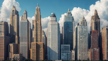 Obraz premium City skyline under a partly cloudy sky