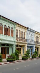 Fototapeta premium Exploring colorful colonial architecture phuket thailand urban landscape